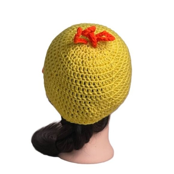 Duck Hat Cruise Cap Crochet Handmade Yellow and Orange Youth or Adult - Picture 4 of 5